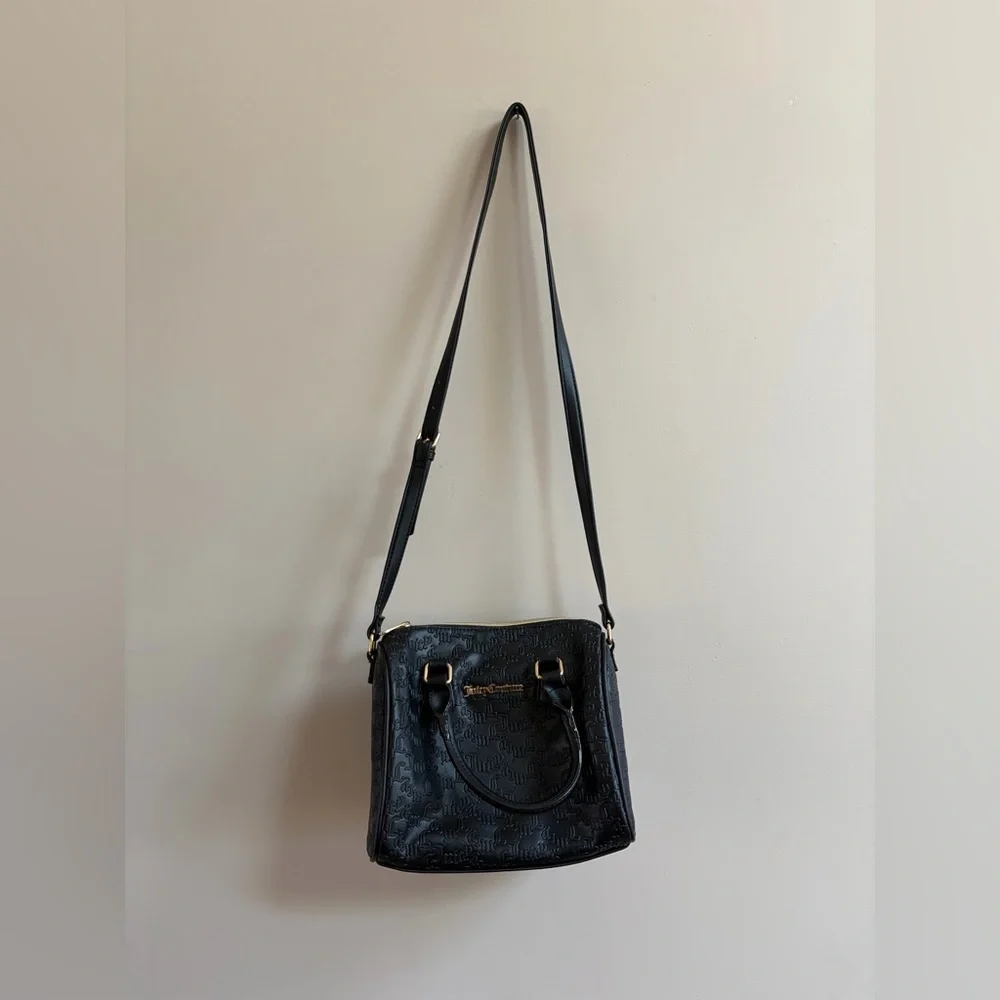 Juicy Couture Black Faux Leather Handbag Shoulder Bag, Y2K Style Accessory Purse